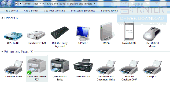 Как быстро самому исправить проблему с отключением принтера на примере Dell Color 725?